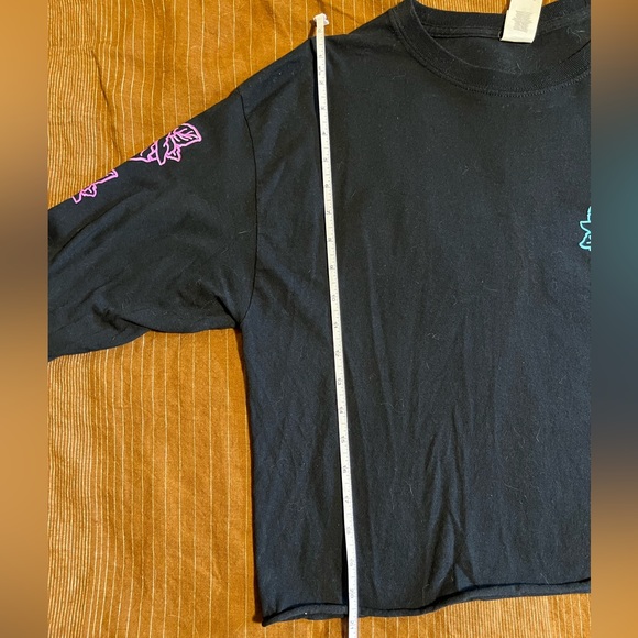 Cropped Neon Roses Long Sleeve T Shirt - Picture 5 of 8
